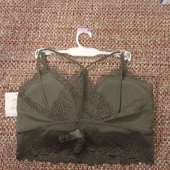 New T&T Lace Back Women's Green Ribbed Seamless Bra Extra Large New With Tags - Picture 4 of 4